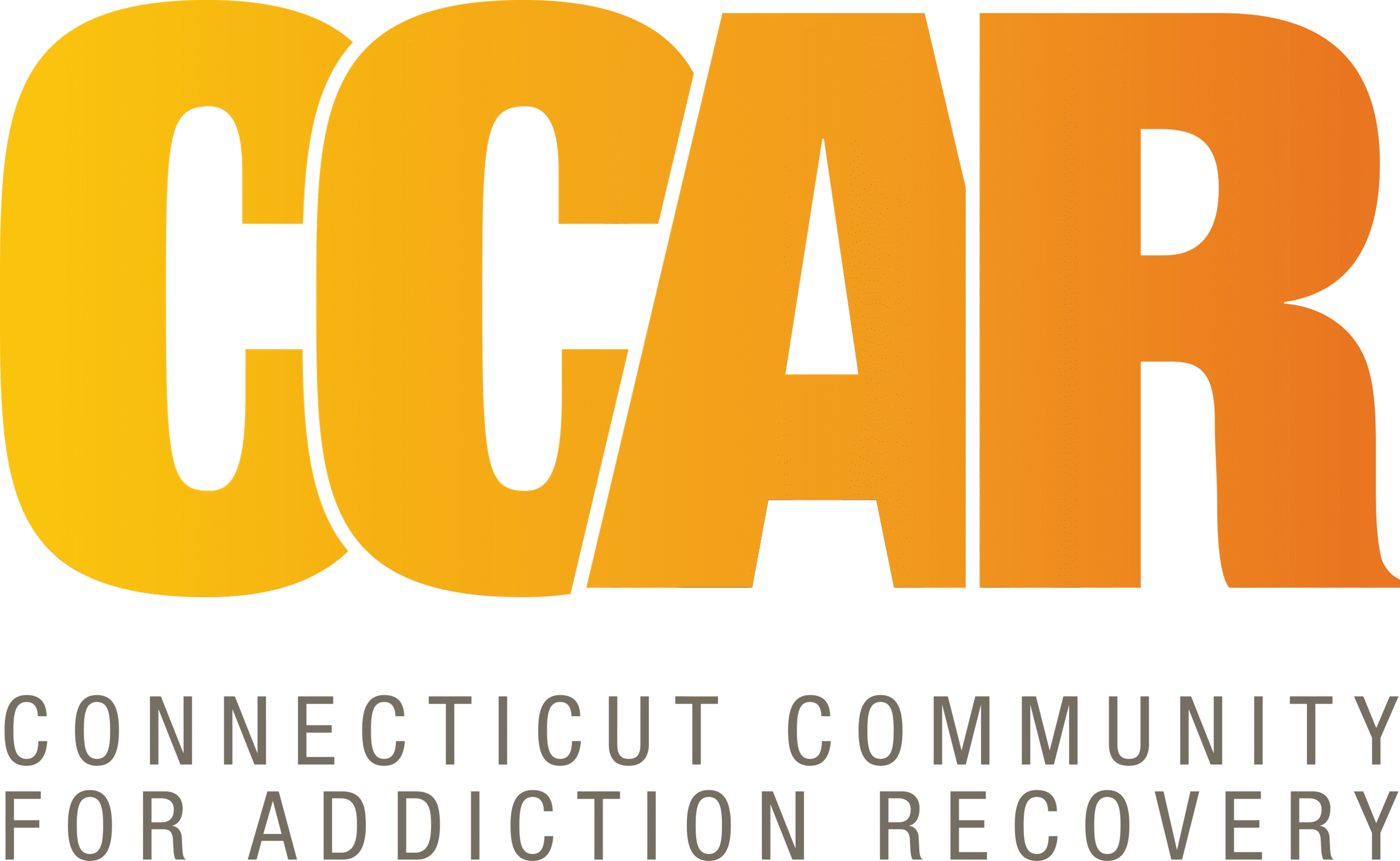 CCAR logo in bold yellow-to-orange gradient, with text reading "Connecticut Community for Addiction Recovery"</p><p>