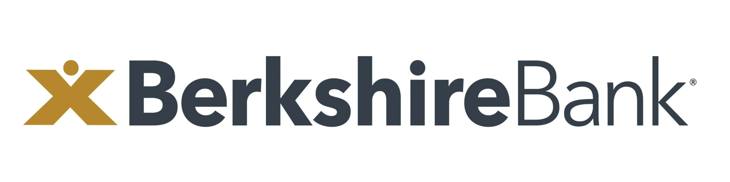 Berkshire Bank logo featuring a gold and dark gray stylized "X" symbol followed by the company name in bold lettering